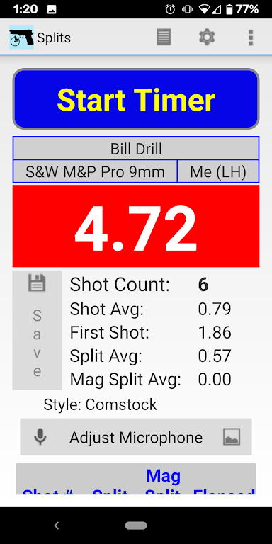 Splits - Shot Timer Schermafbeelding 0