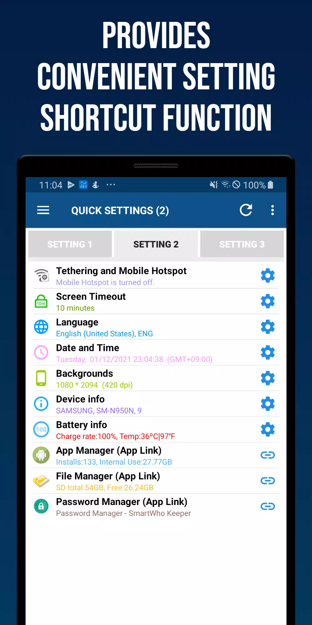 Schnelleinstellungen Screenshot 1