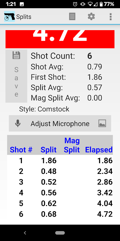 Splits - Shot Timer Schermafbeelding 1