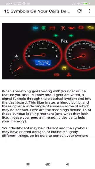 Car dashboard symbols ဖန်သားပြင်ဓာတ်ပုံ 0