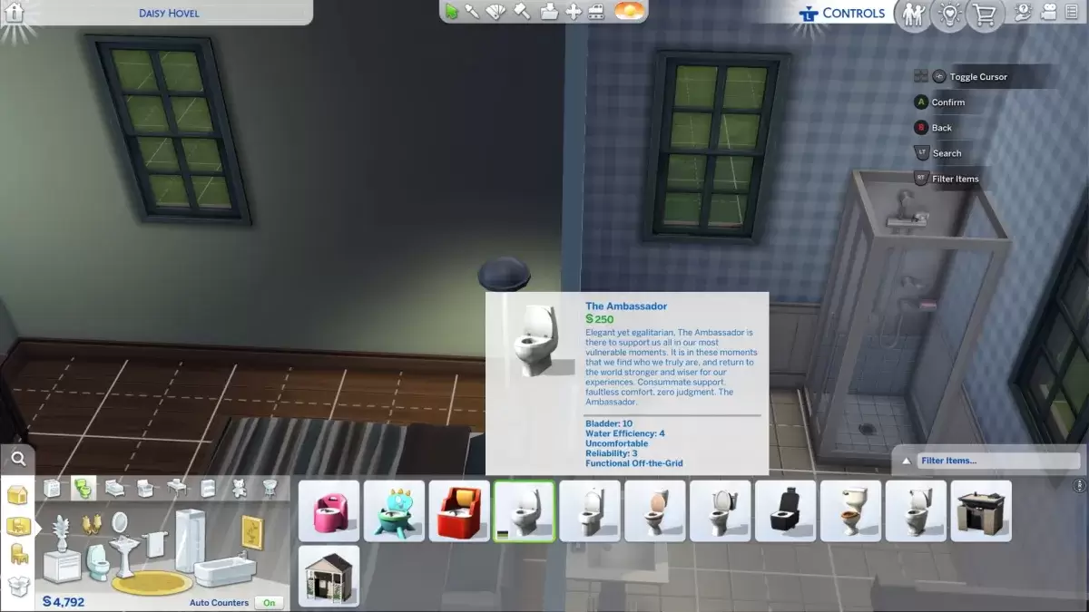 The Ambassador toilet, illustrating object repair in The Sims 4 Blast from the Past event.