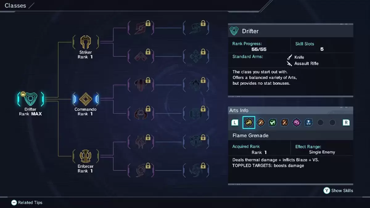 Опция класса Drifter в Xenoblade Chronicles x