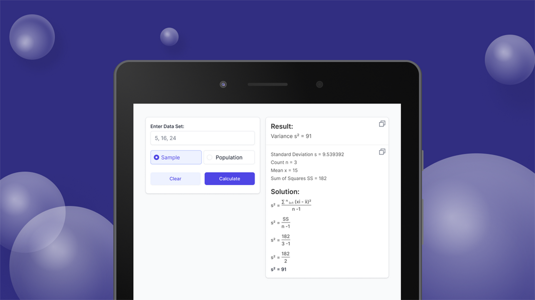 Variance Calculator ဖန်သားပြင်ဓာတ်ပုံ 1