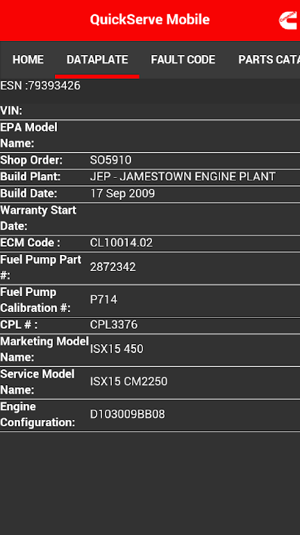 Cummins QuickServe Mobile Tangkapan skrin 2