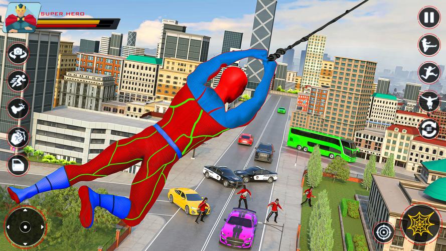 Spider Flying Rope Hero Games Tangkapan skrin 0