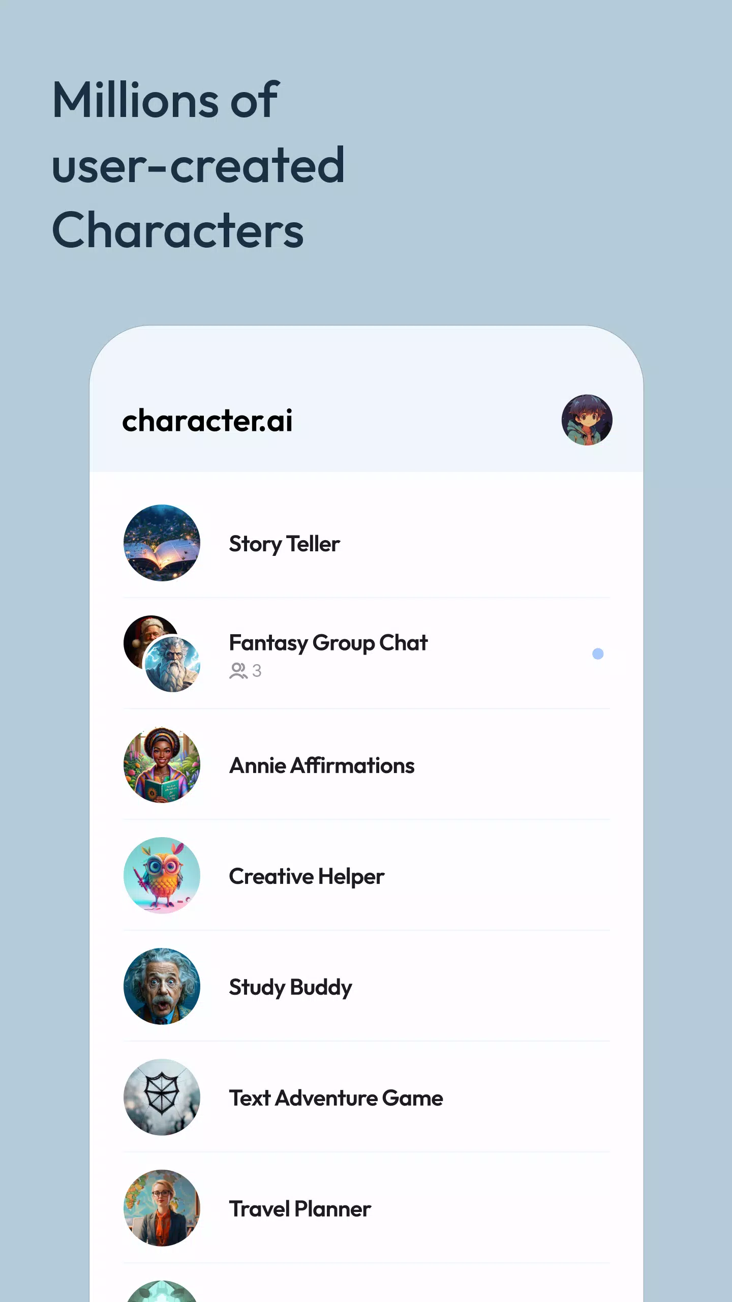 Character AI: Chat, Talk, Text Tangkapan skrin 1