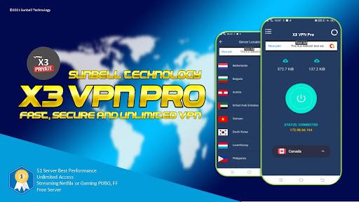 X3 VPN Pro - Fast , Secure & Unlimited VPN Tangkapan skrin 0