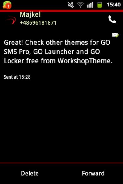 Theme Red Neon GO SMS Screenshot 0