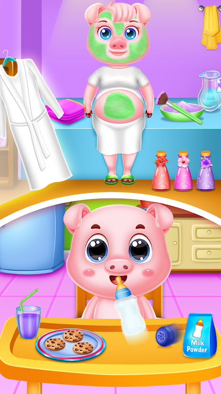 Pinky pig mom newborn Ekran Görüntüsü 1