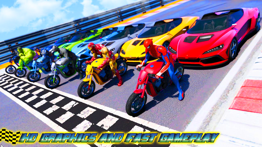 Superhero Bike Stunt Games 3D Schermafbeelding 1