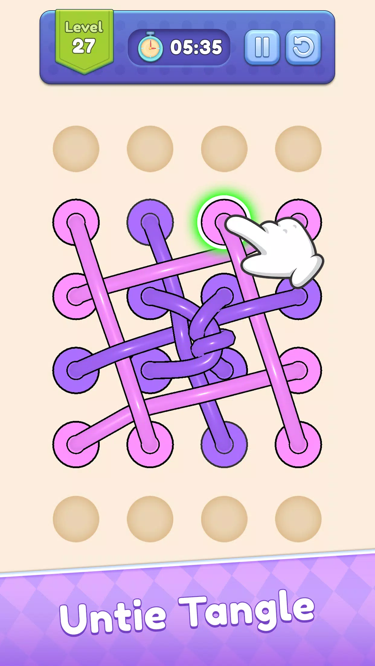 Tangle Out: Rope Puzzle ဖန်သားပြင်ဓာတ်ပုံ 0