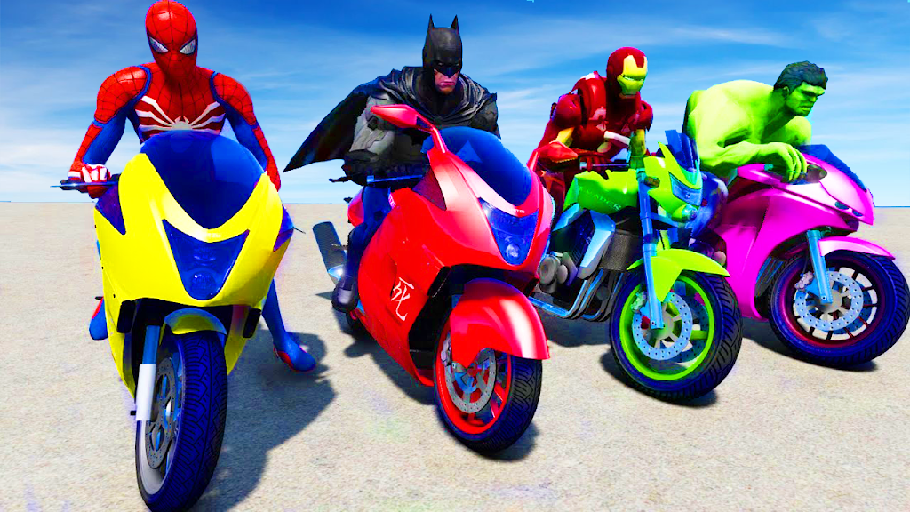 Superhero Bike Stunt Games 3D スクリーンショット 0