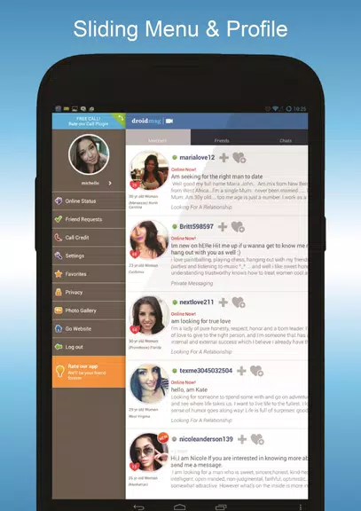 DroidMSG - Chat & Video Calls Schermafbeelding 1