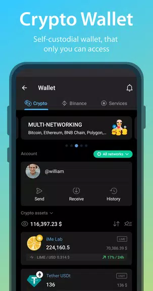 iMe Messenger & Crypto Wallet Captura de pantalla 3