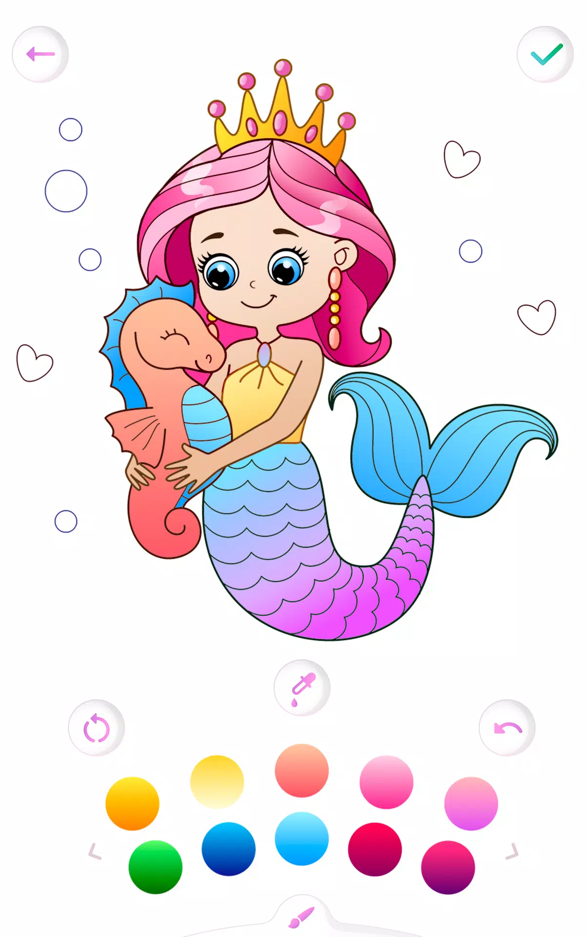 Mermaid coloring book gradient Schermafbeelding 1