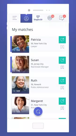 Singles 50 - Matchmaking Ảnh chụp màn hình 1