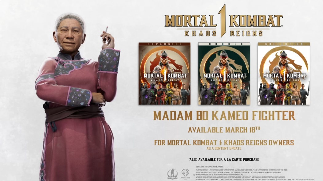 Madame Bo está chegando ao Mortal Kombat 1 como um lutador de Kameo.