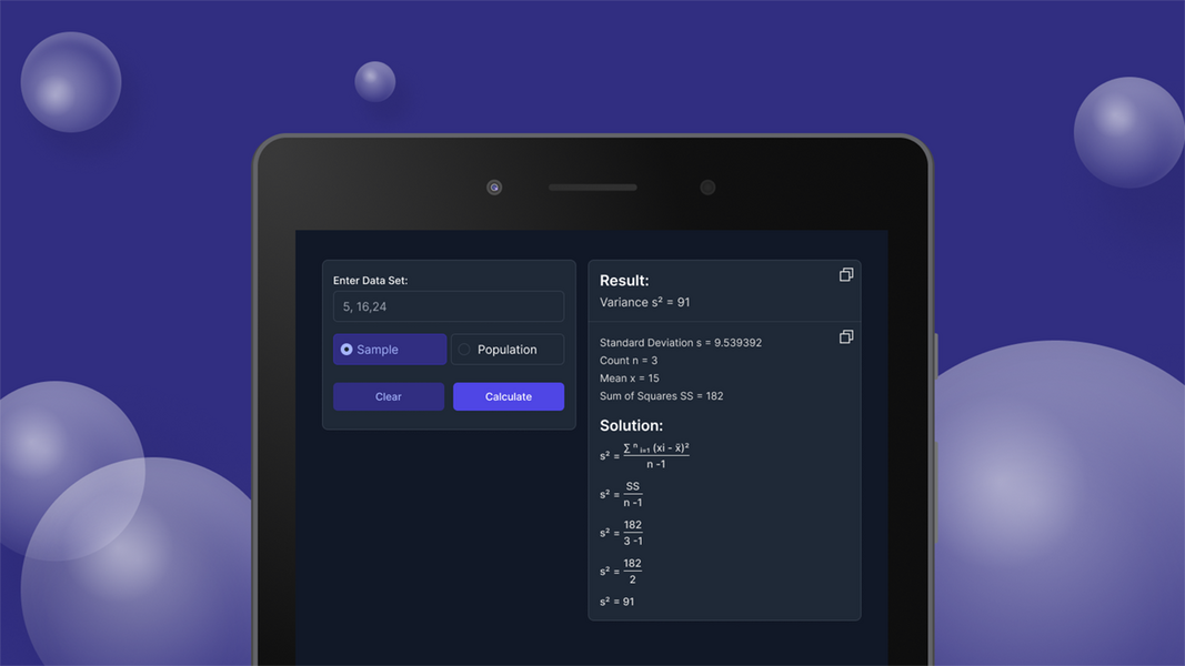 Variance Calculator ဖန်သားပြင်ဓာတ်ပုံ 0