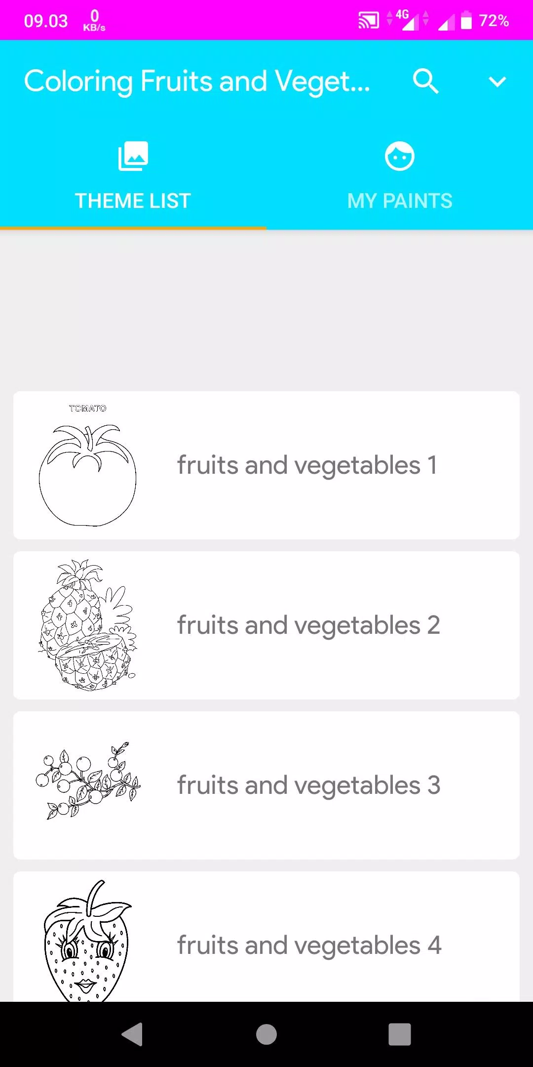 Coloring Fruits And Vegetables ภาพหน้าจอ 0