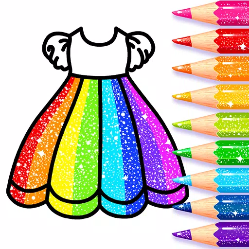 Girls Glitter Dress Coloring