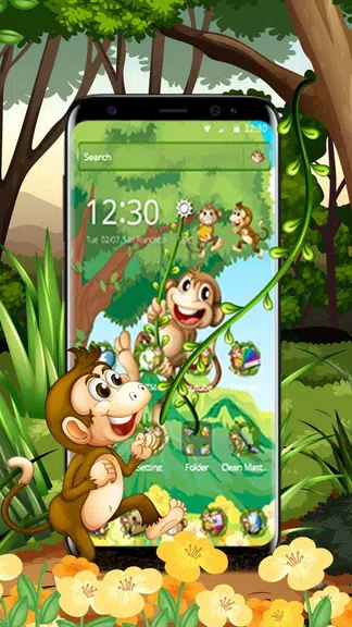 The Cute Cartoon Monkey Theme Скриншот 2