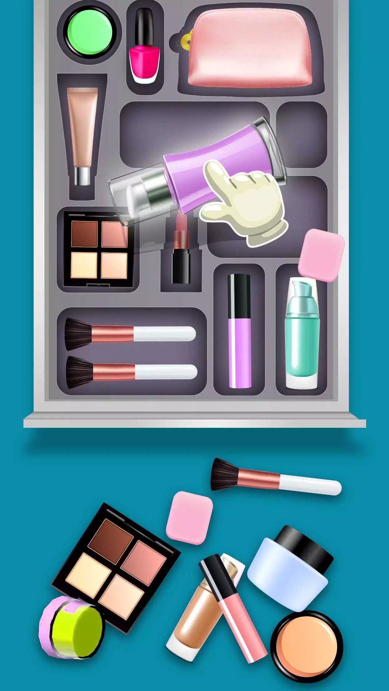 Fill the Makeup Organizer Game 스크린샷 1