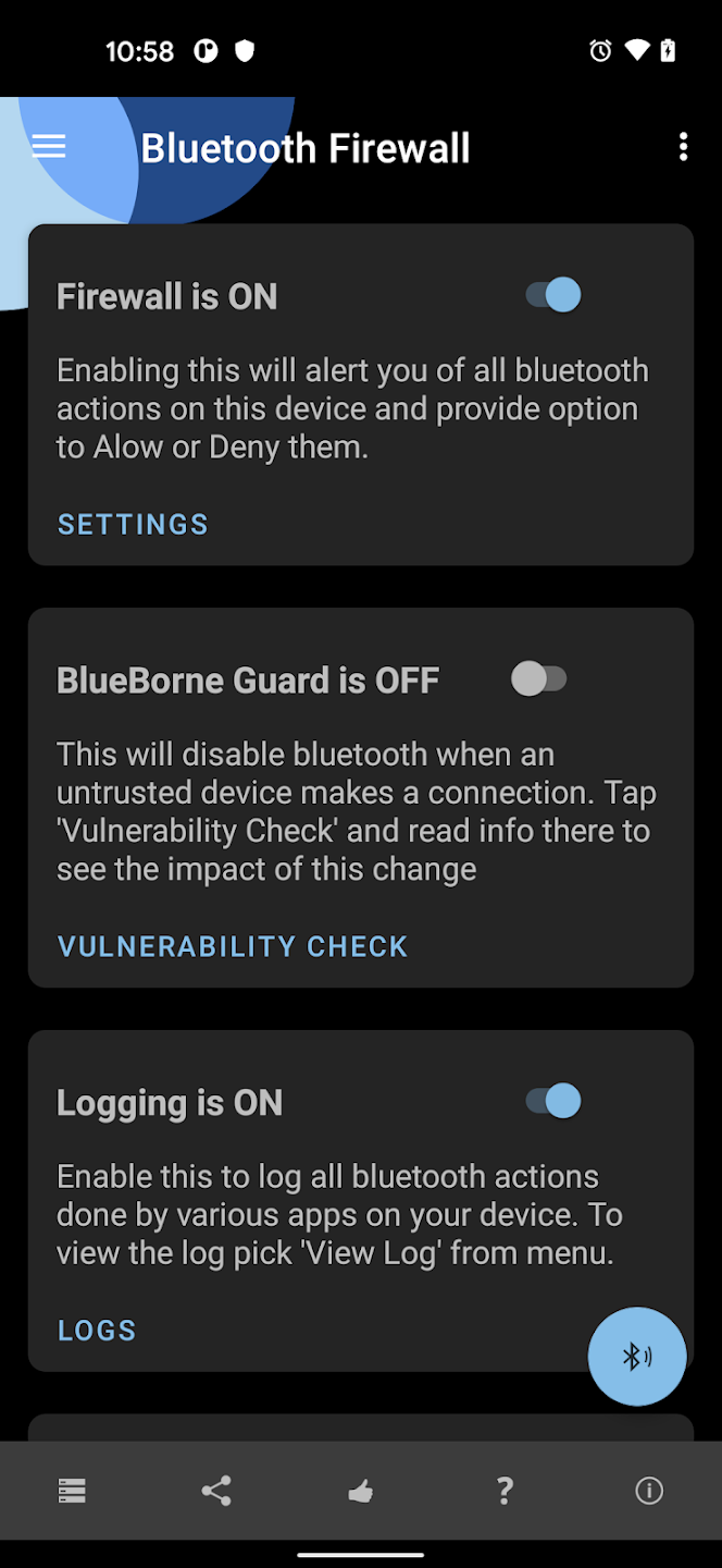 Schermata Bluetooth Firewall Trial 2