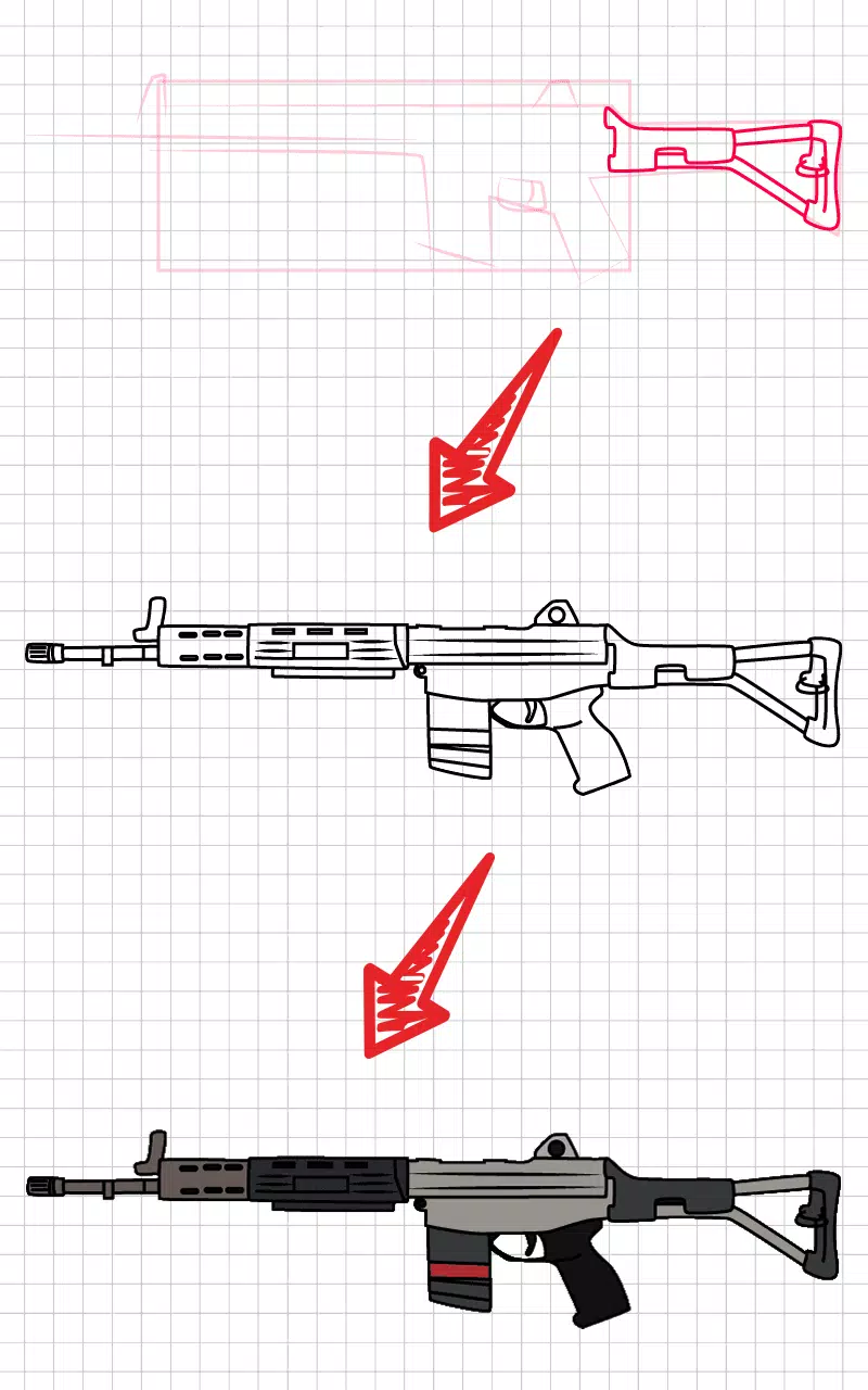 How to draw weapons step by st Captura de pantalla 1